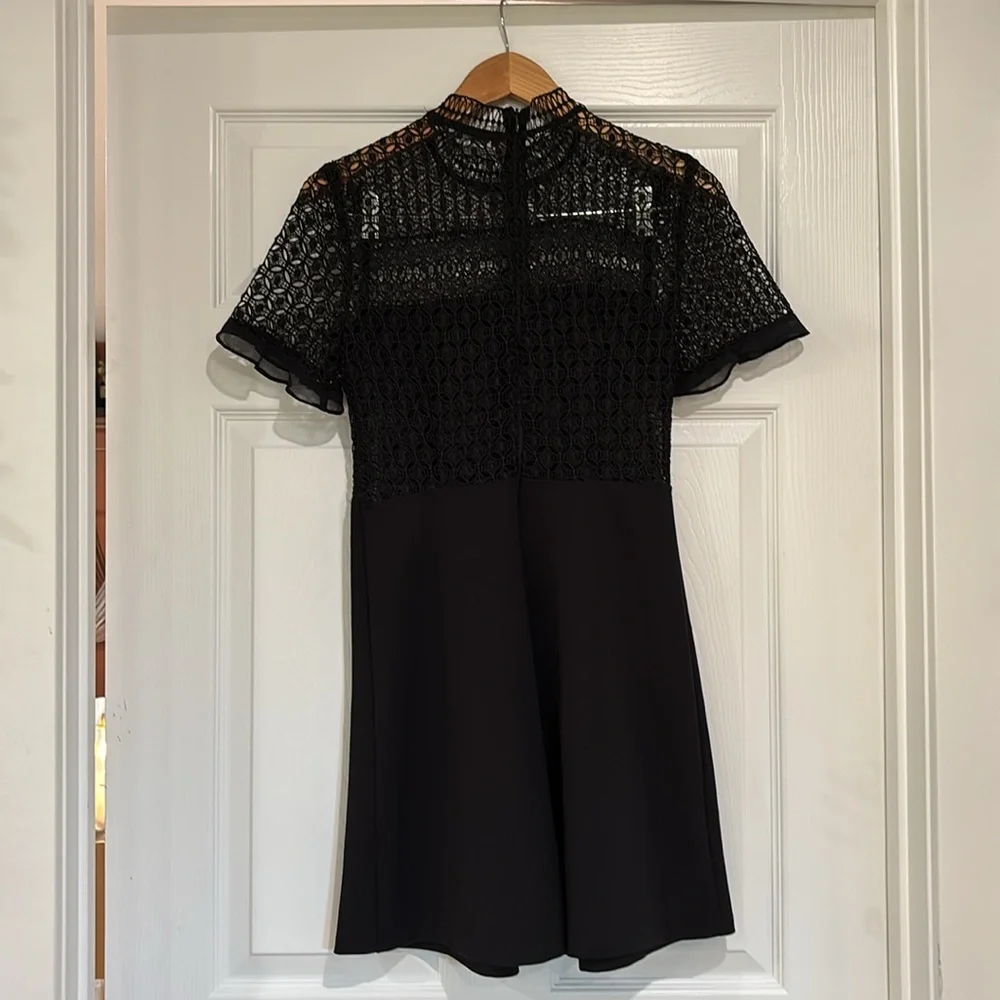Zara Black Lace Yoke Mini Dress - Picture 4 of 6